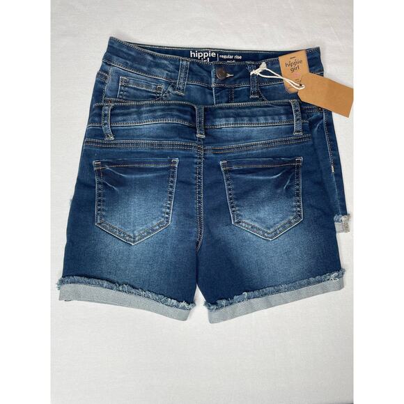 NWT Hippie Girl Super Stretch Denim Shorts Midi Regular Rise Size 10 Set Of 2 - Picture 2 of 6
